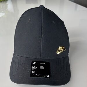 Nike Black Hat with Metallic Gold Emblem